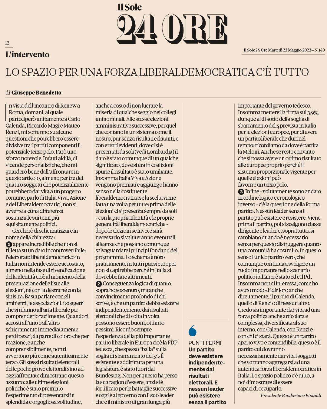 Lo spazio per una forza liberaldemocratica c’è tutto