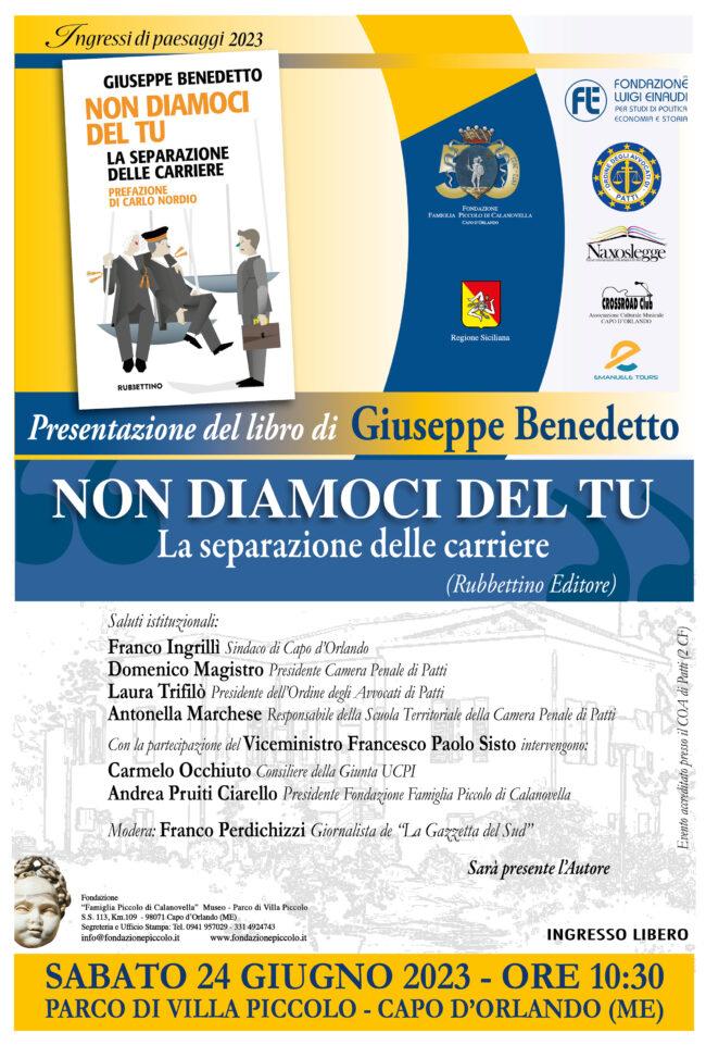 Presentazione del libro “Non diamoci del Tu – La separazione delle carriere” – 24 giugno 2023, Capo d’Orlando