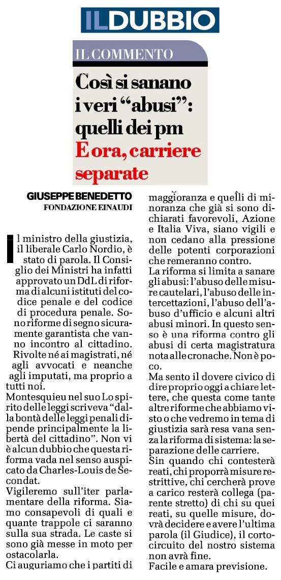 “Così si sanano i veri “abusi”: quelli dei pm. E ora, carriere separate” – Il Dubbio