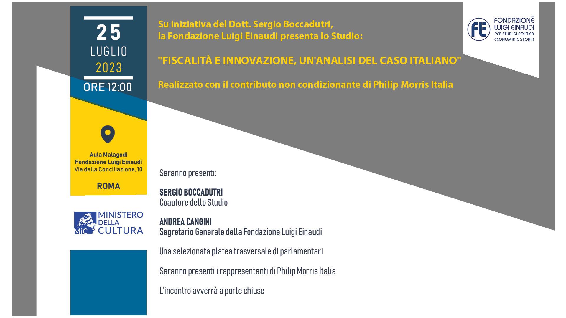 Presentazione dello Studio: “Fiscalità e innovazione, un’analisi del caso italiano”