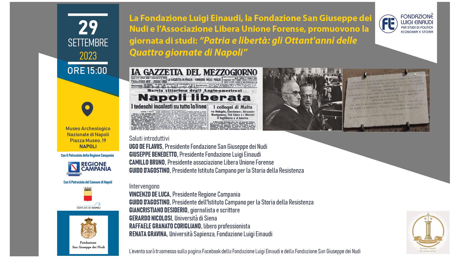 Patria e libertà: gli Ottant’anni delle Quattro giornate di Napoli