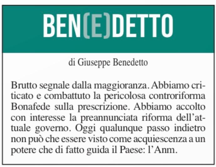 Ben(e)detto del 25 ottobre 2023