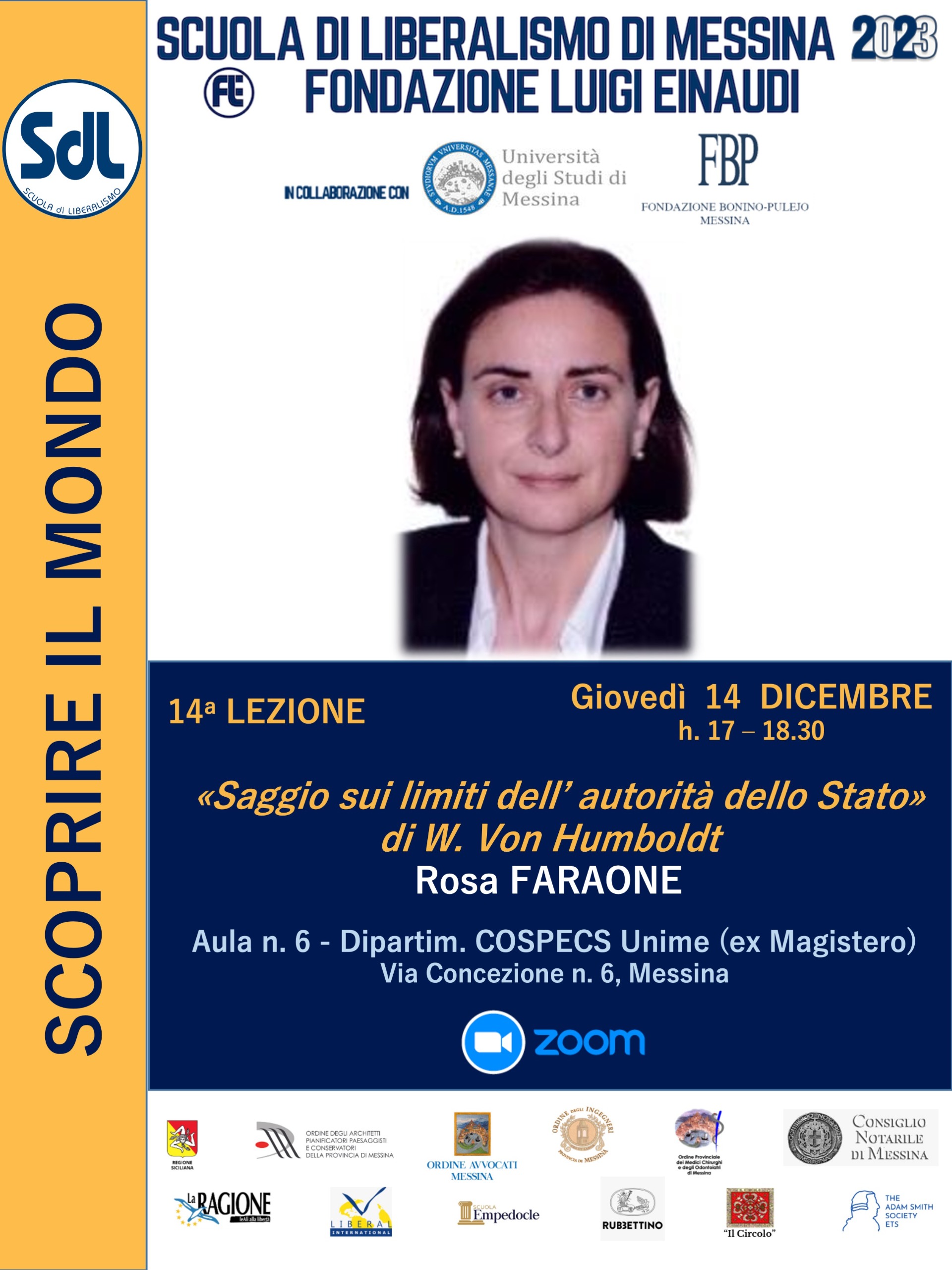 Scuola di Liberalismo 2023 – Messina: lezione della prof.ssa Rosa Faraone sul tema “Saggio sui limiti dell’autorità dello Stato”