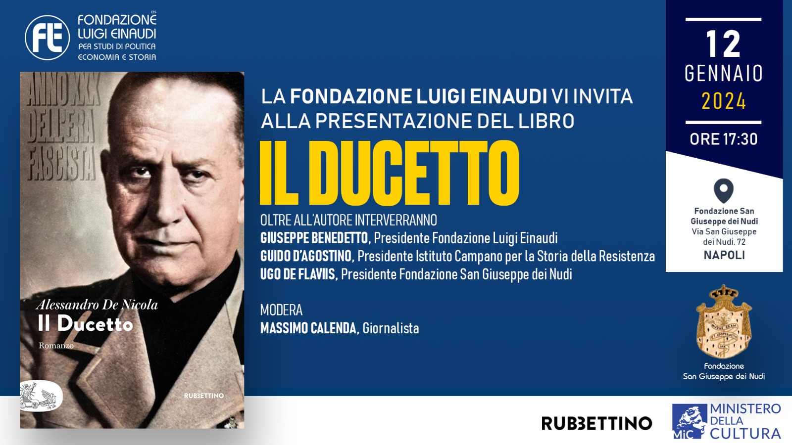 Presentazione del libro “Il Ducetto” di Alessandro De Nicola a Napoli