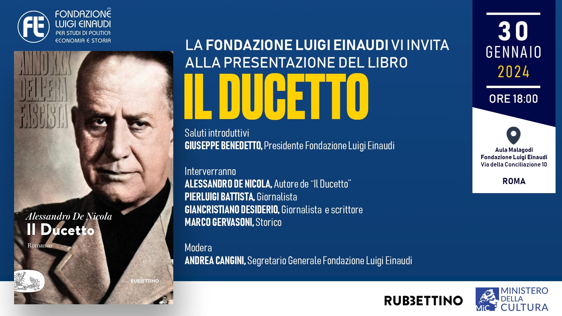 Presentazione del libro “Il Ducetto” di Alessandro De Nicola