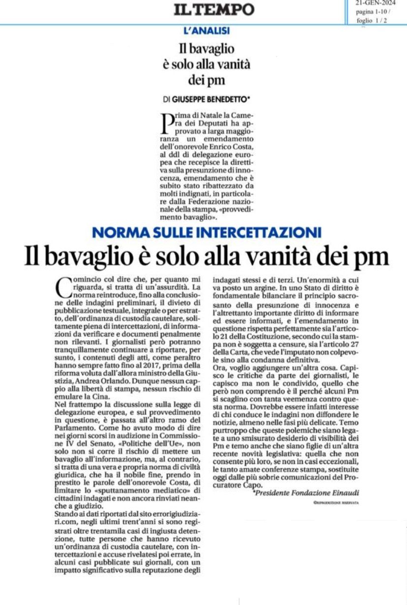 Il bavaglio è solo alla vanità dei PM