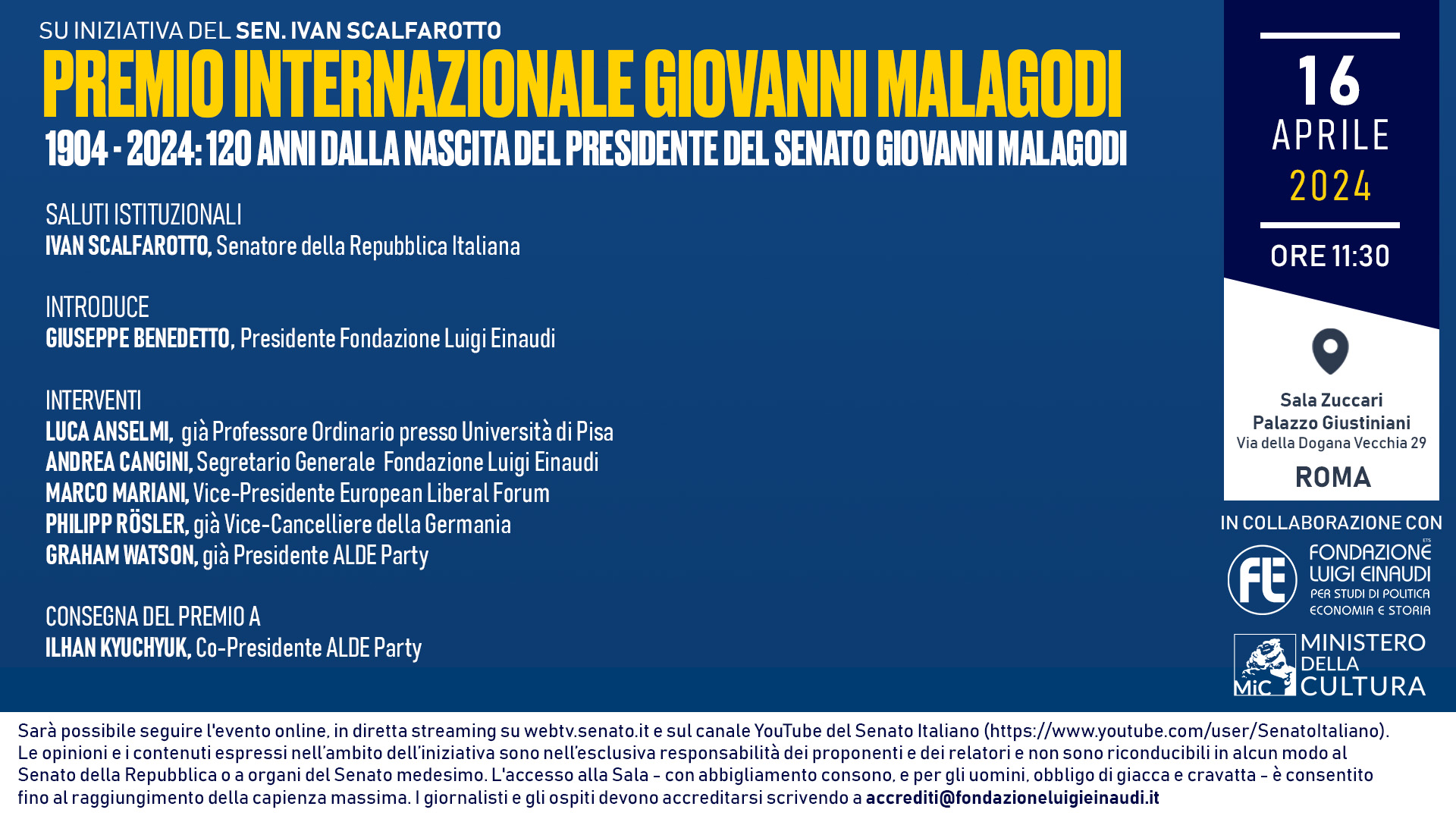 Premio Internazionale Giovanni Malagodi 2024