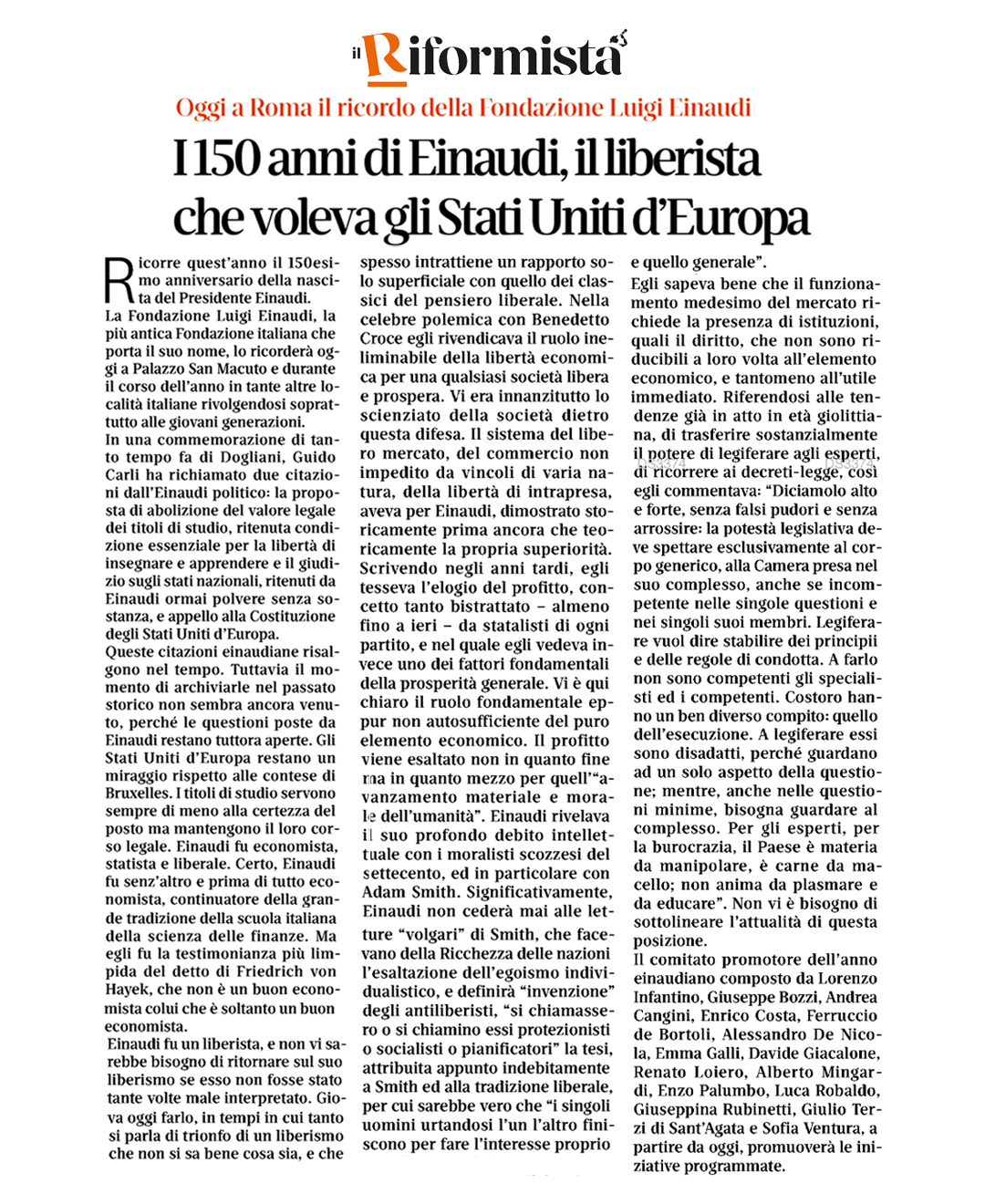 I 150 anni di Einaudi, il liberista che voleva gli Stati Uniti d’Europa