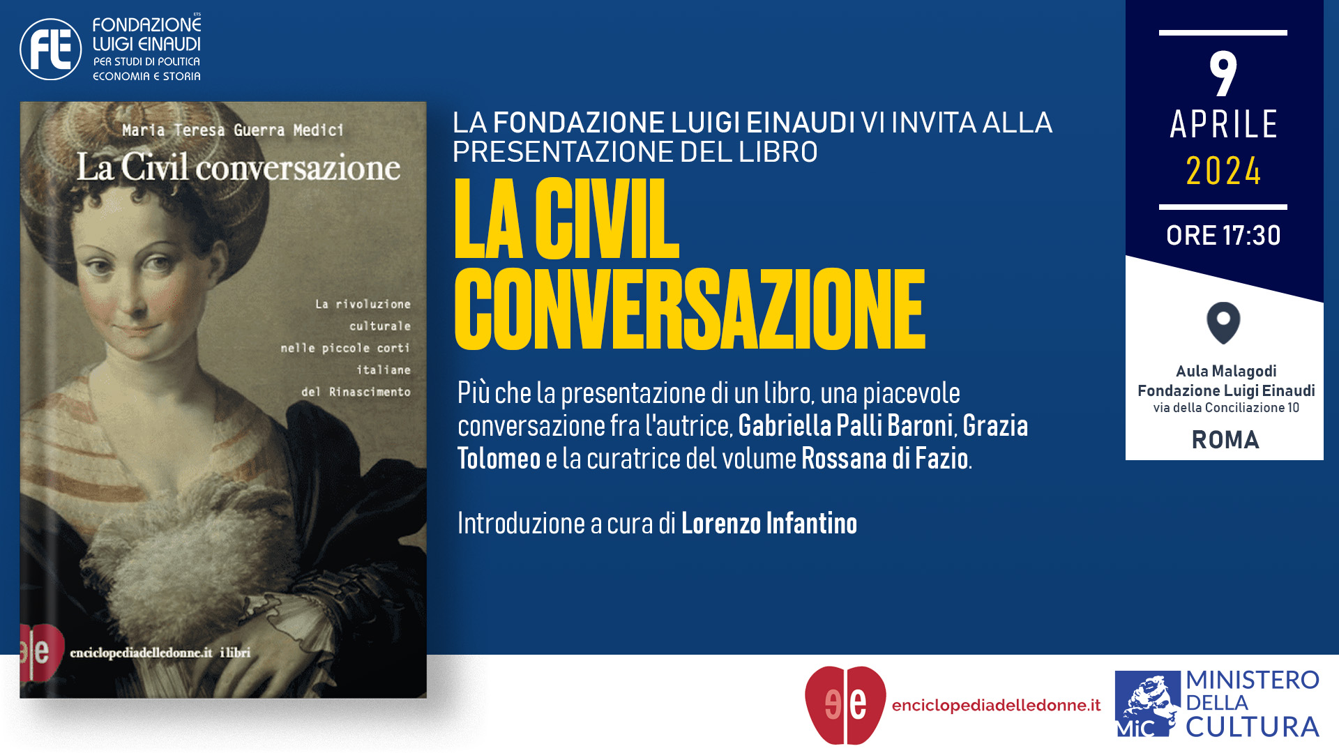 Presentazione del libro “Civil conversazione” di Maria Teresa Guerra Medici