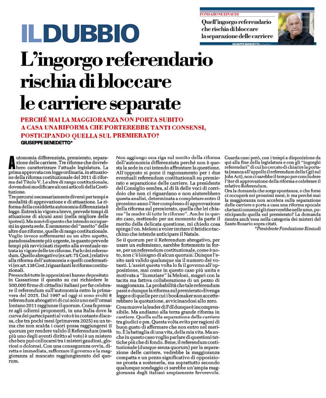 L’ingorgo referendario rischia di bloccare le carriere separate