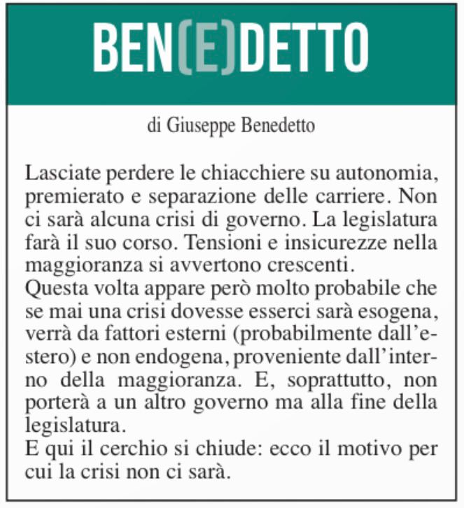 Ben(e)detto del 27 luglio 2024