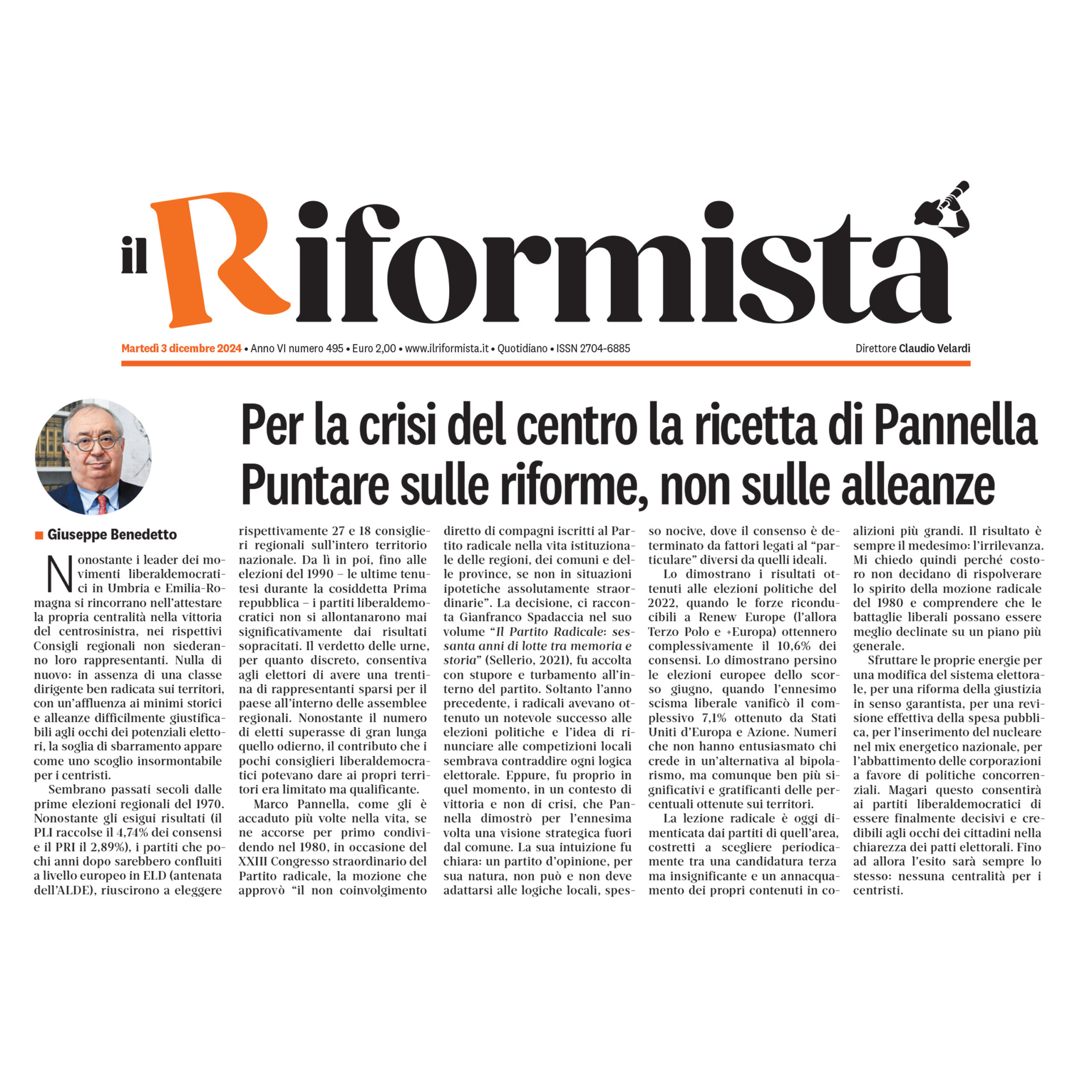 Per la crisi del centro la ricetta di Pannella. Puntare sulle riforme, non sulle alleanze
