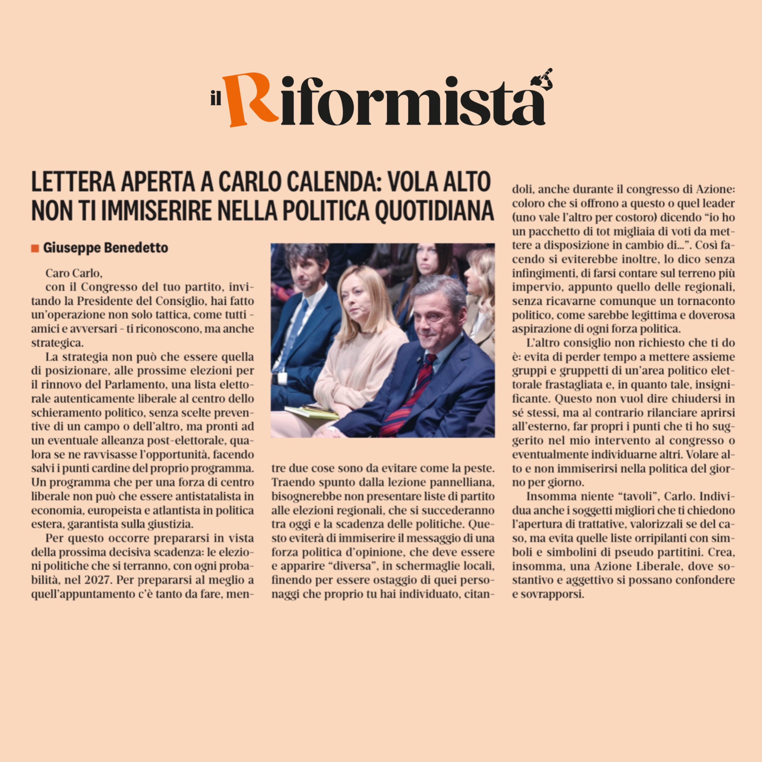 Lettera aperta a Carlo Calenda: vola alto non ti immiserire nella politica quotidiana
