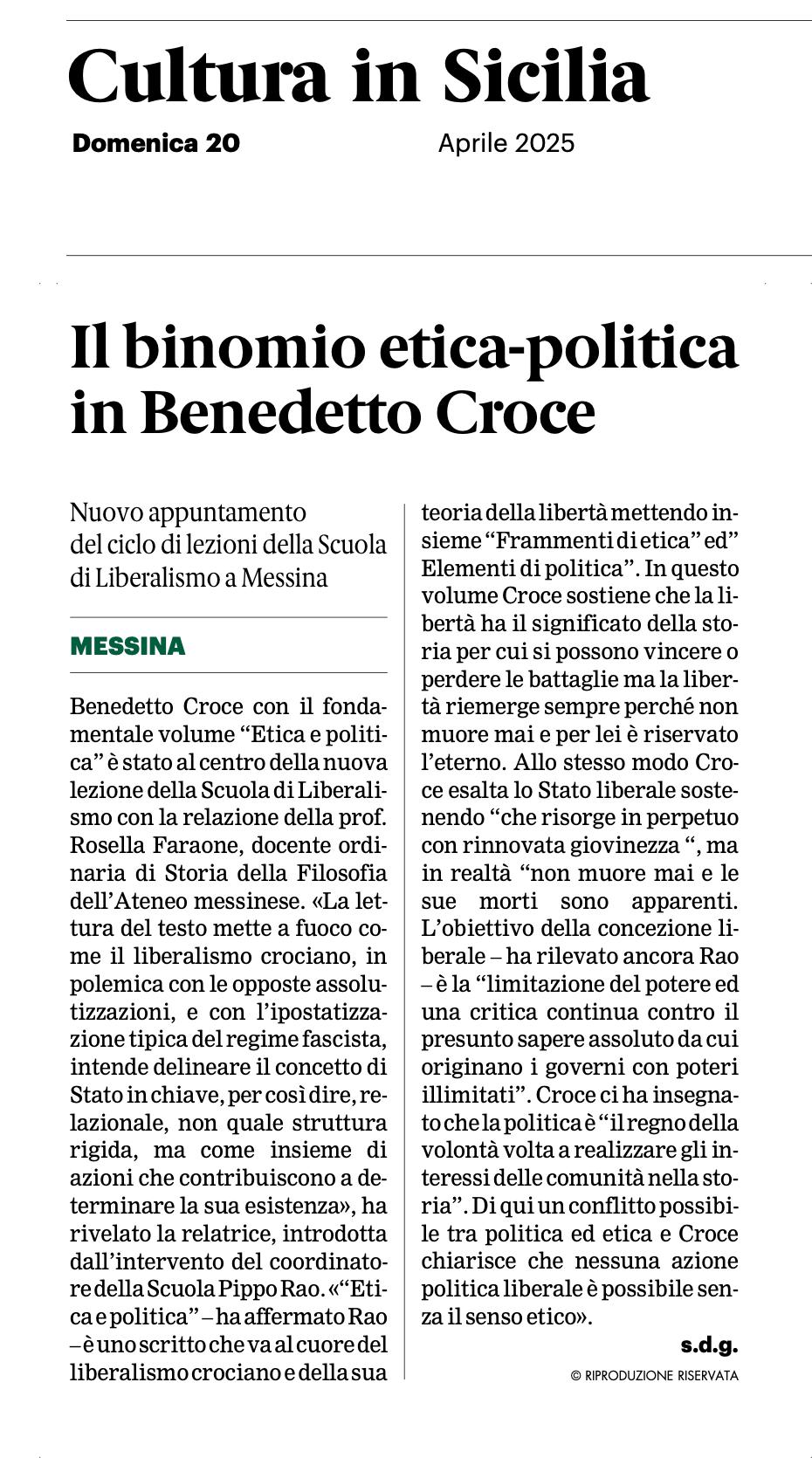 Il binomio etica-politica in Benedetto Croce