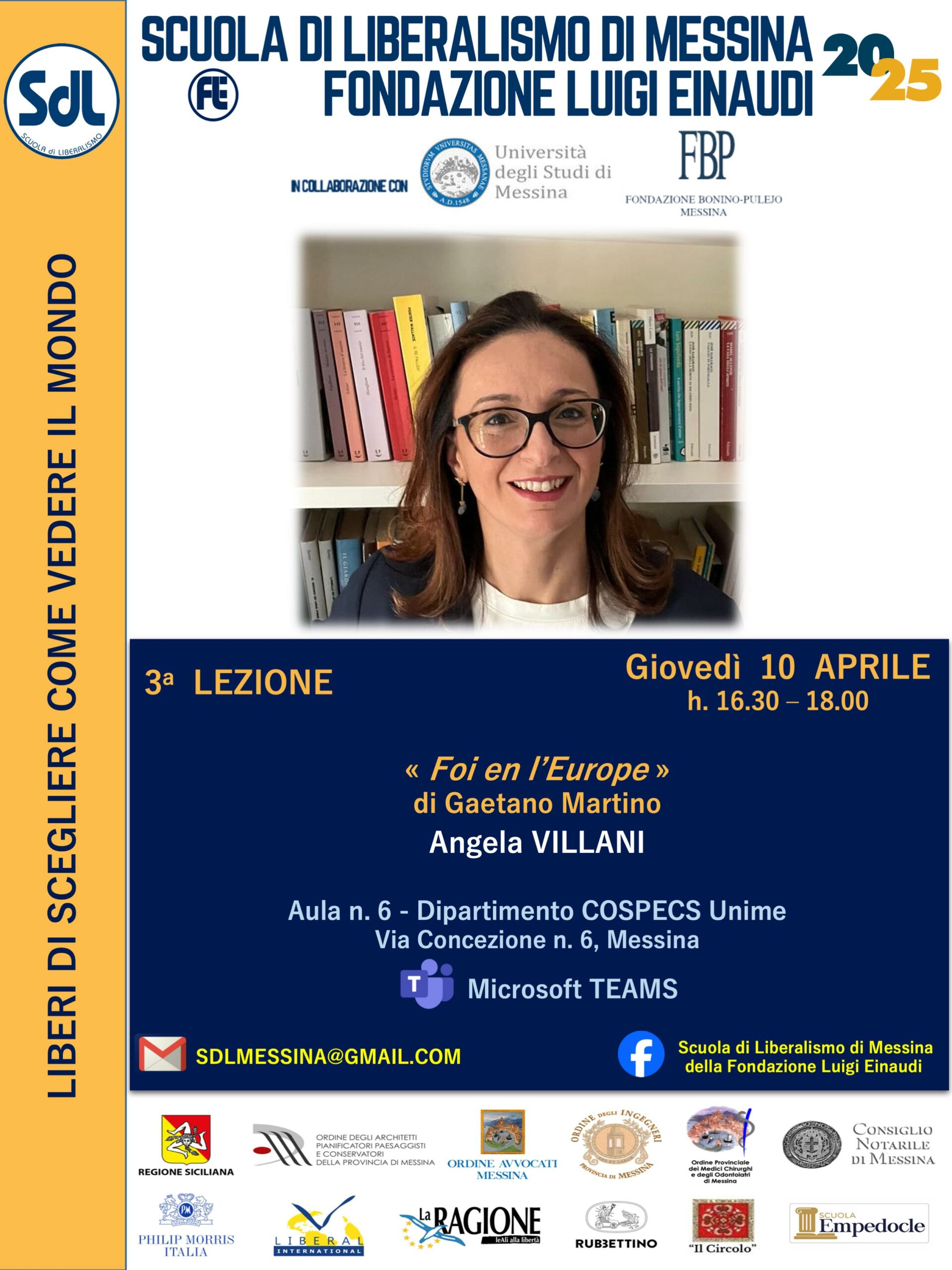 Scuola di Liberalismo 2025 – Messina: Angela VILLANI: «Foi en l’Europe» (Gaetano Martino)