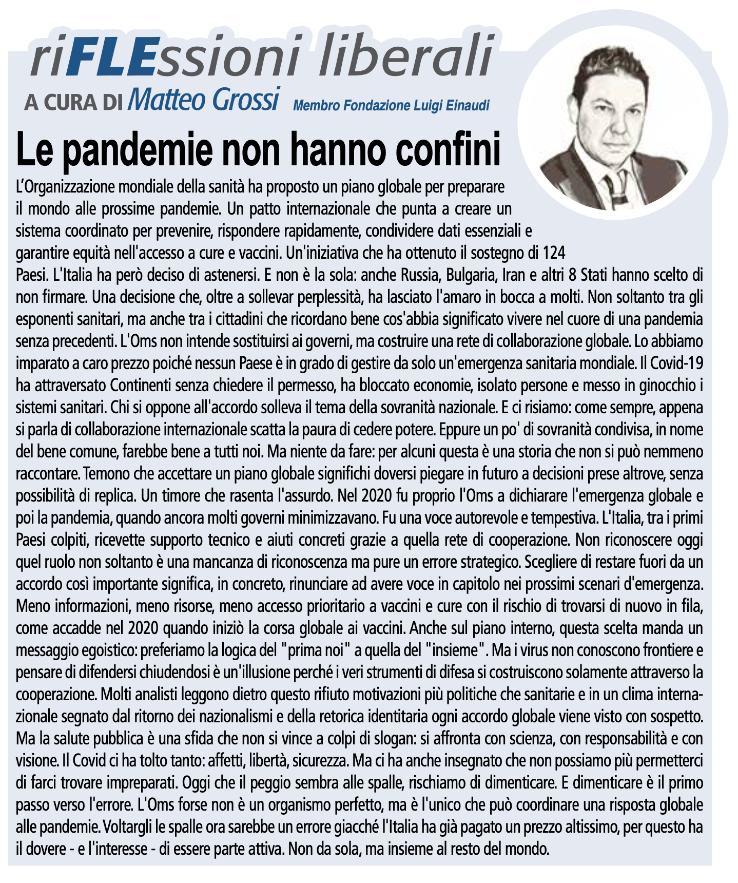 Le pandemie non hanno confini