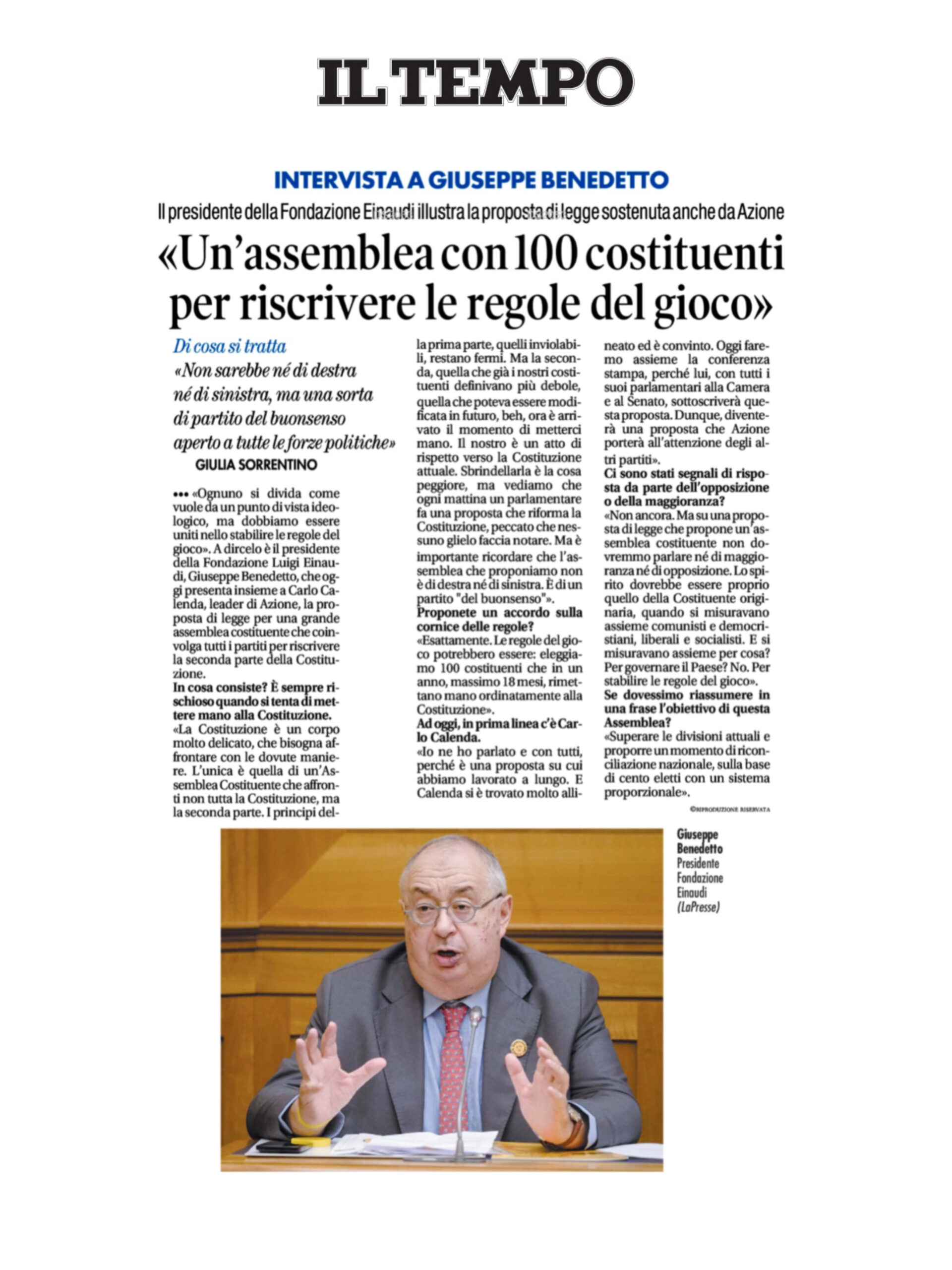 Un’Assemblea con 100 Costituenti per riscrivere le regole del gioco