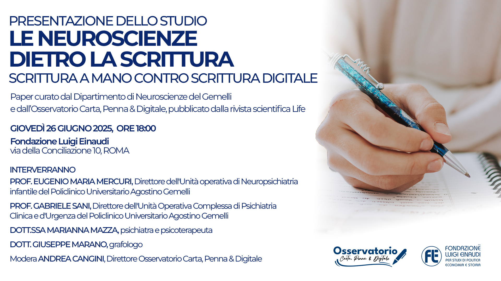 Presentazione dello studio “Le neuroscienze dietro la scrittura”