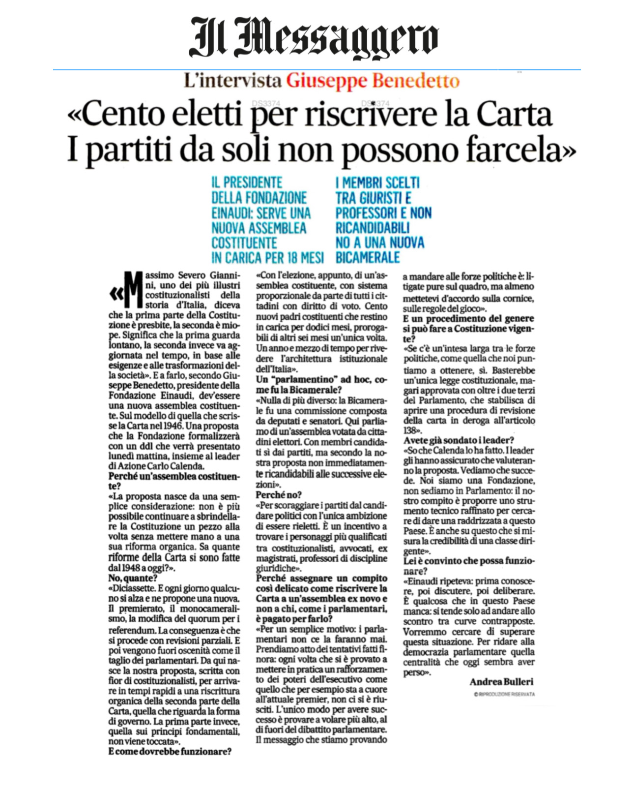 Cento eletti per riscrivere la Carta I partiti da soli non possono farcela