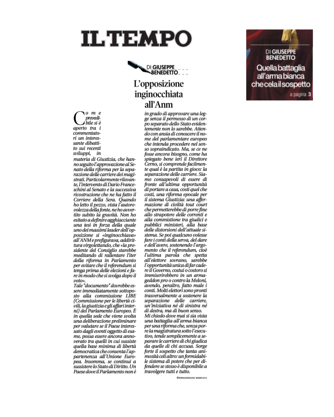 L’opposizione inginocchiata all’ANM