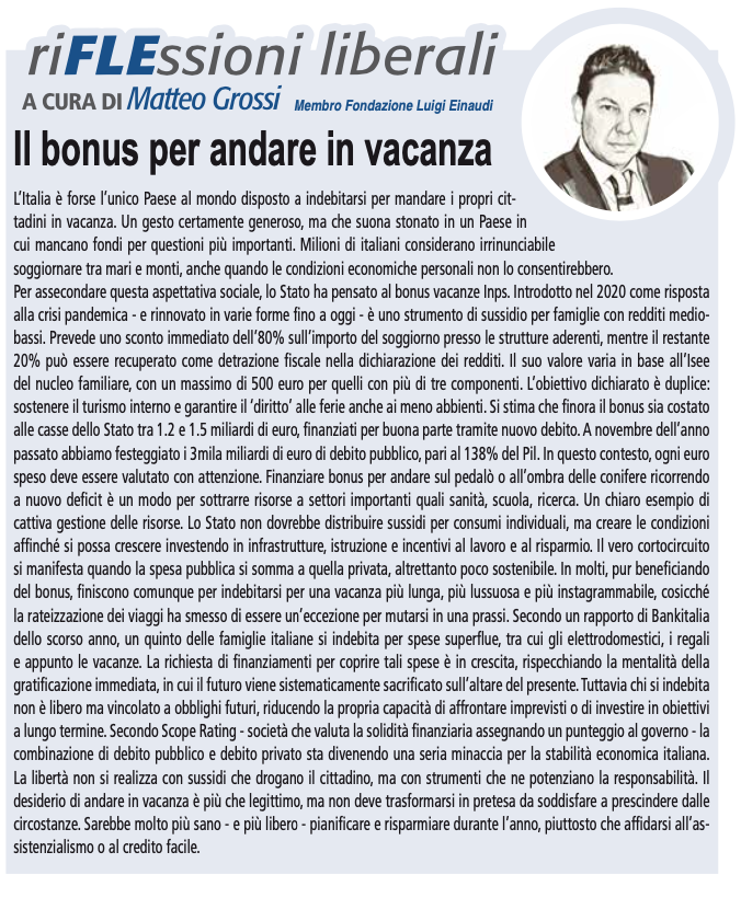 Il bonus per andare in vacanza