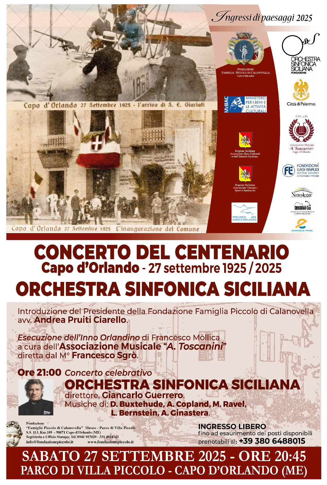 Concerto del centenario, Capo d’Orlando 27 Settembre 1925 / 2025, Orchestra Sinfonica Siciliana