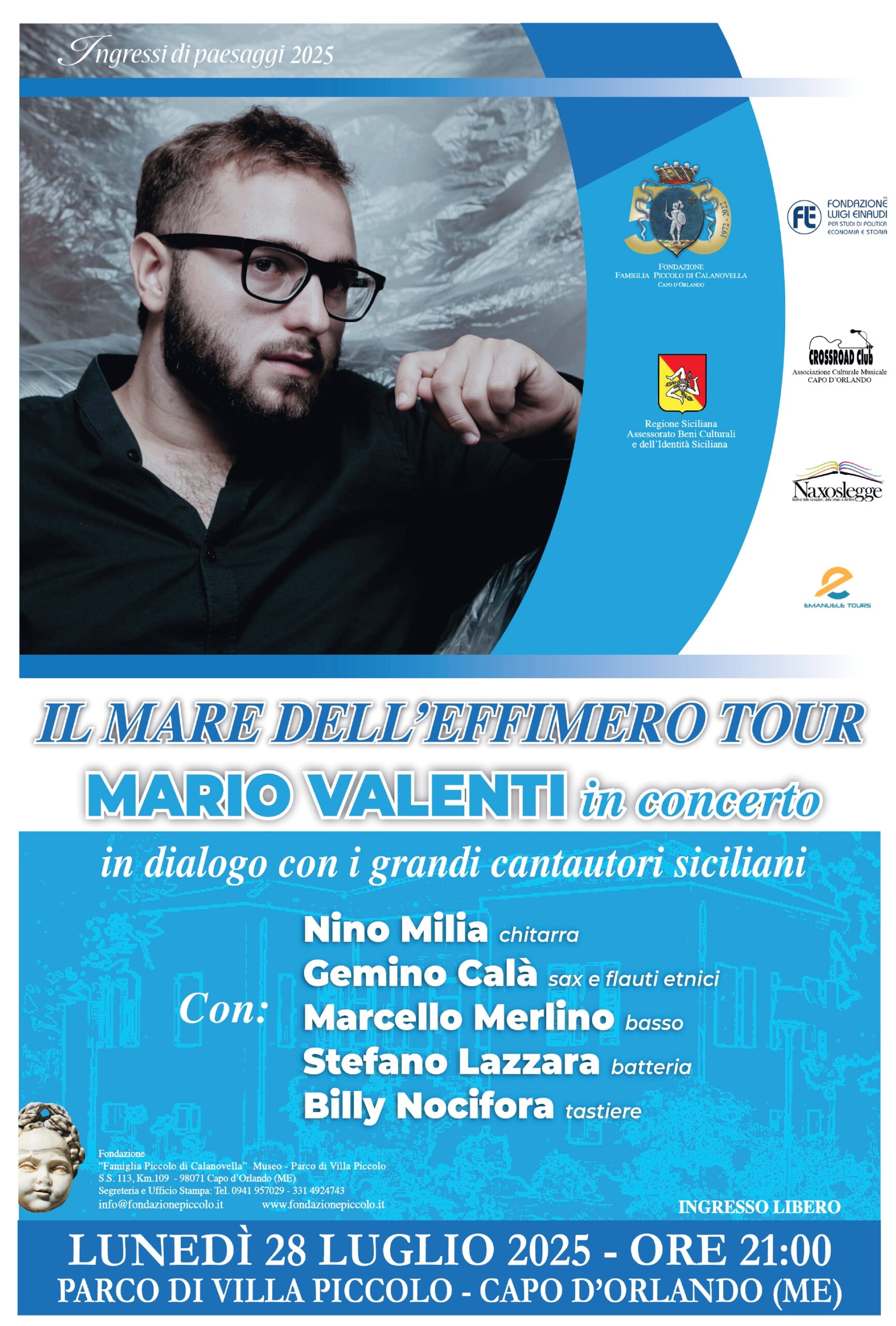 Il mare dell’effimero tour, Mario Valenti in concerto