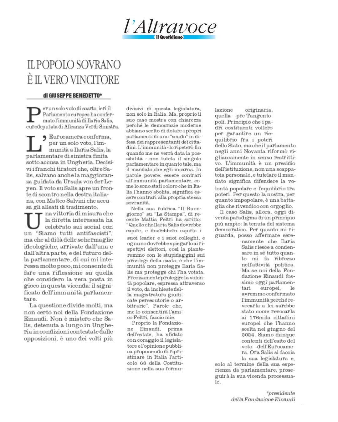 Il Popolo sovrano è il vero vincitore