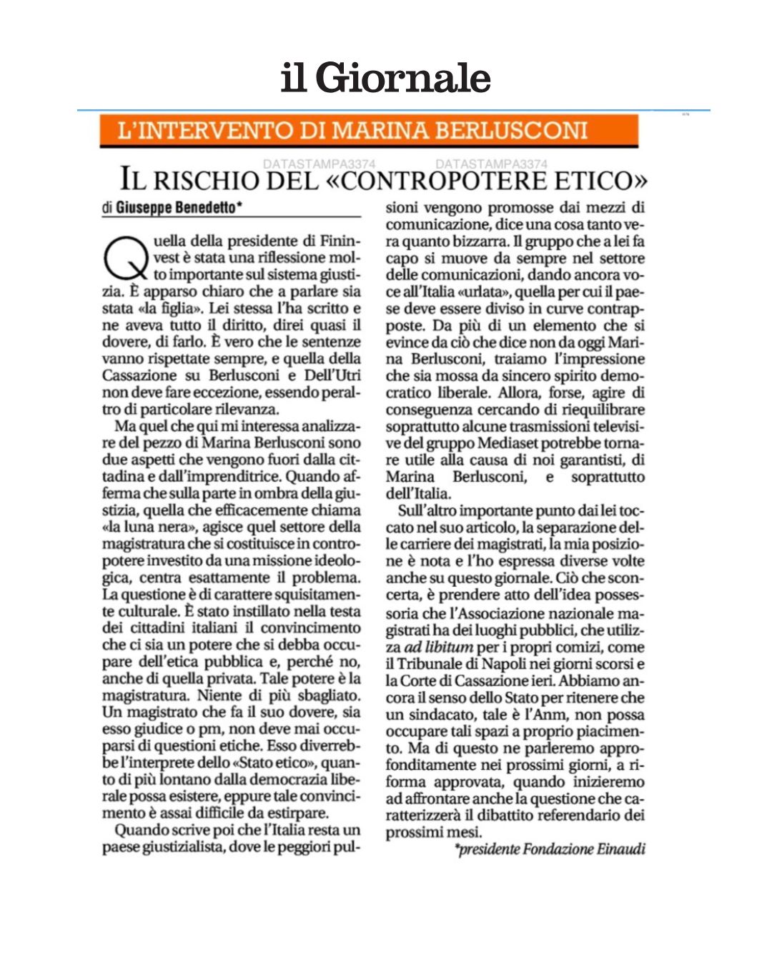 Il rischio del contropotere etico