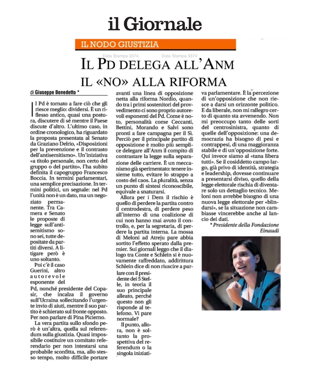 Il PD delega all’ANM il “no” alla riforma