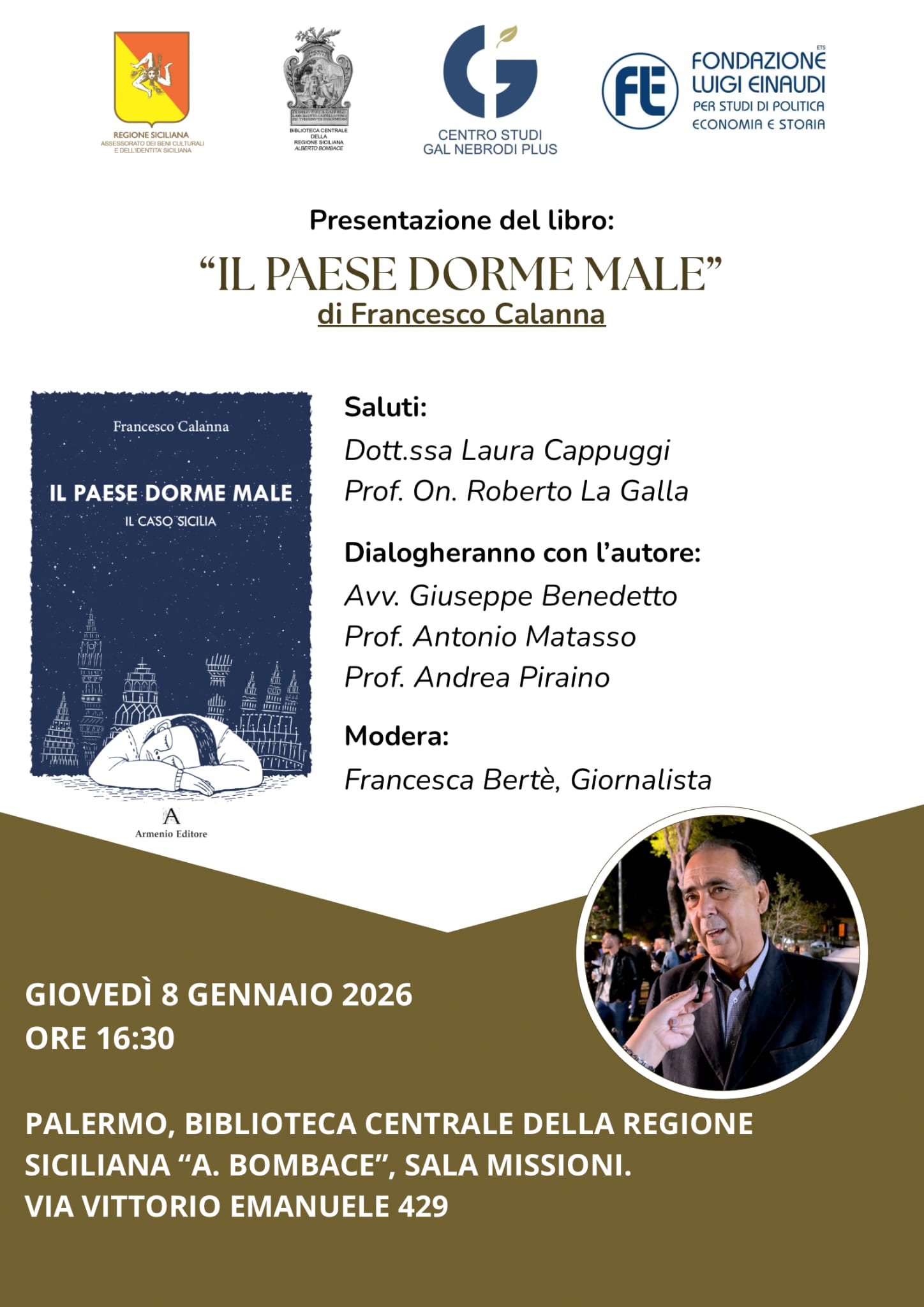 Presentazione del libro “Il paese dorme male” di Francesco Calanna Presentazione del libro “Il paese dorme male” di Francesco Calanna