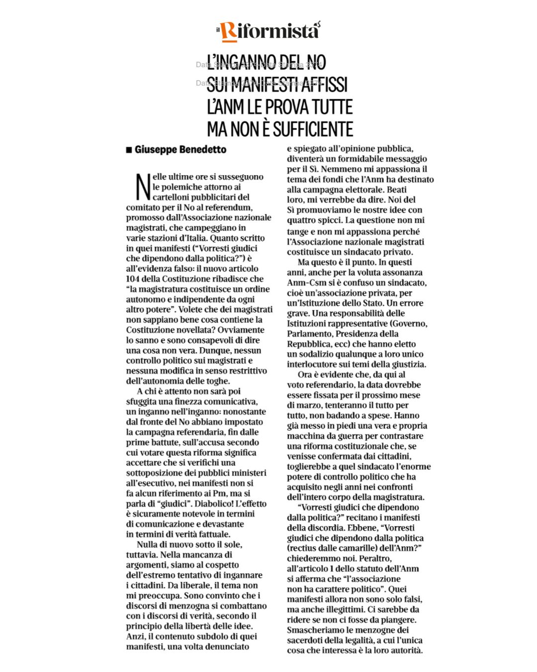 L’inganno del no sui manifesti affissi. L’ANM le prova tutte ma non è sufficiente