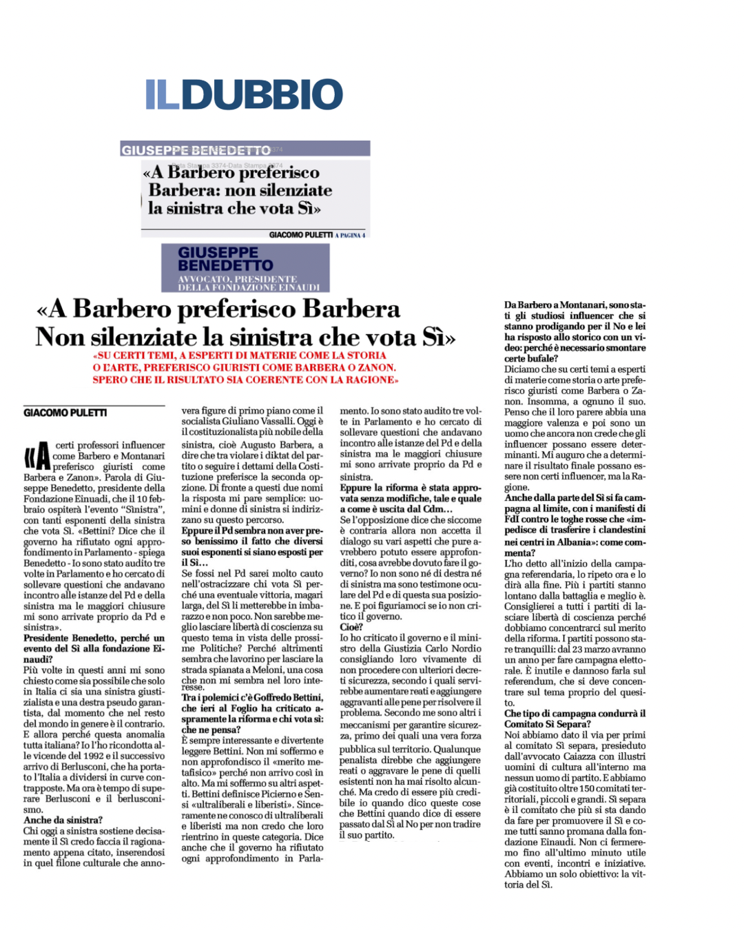 A Barbero preferisco Barbera. Non silenziate la Sinistra che vota Sì