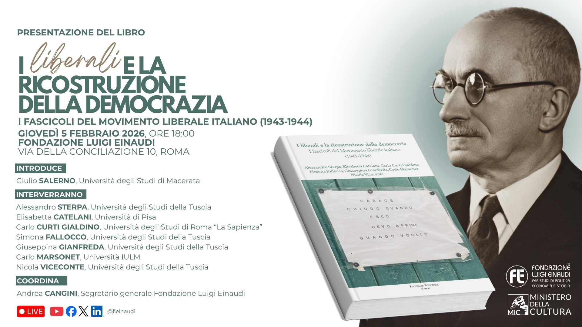 Presentazione del libro “I liberali e la ricostruzione della democrazia”