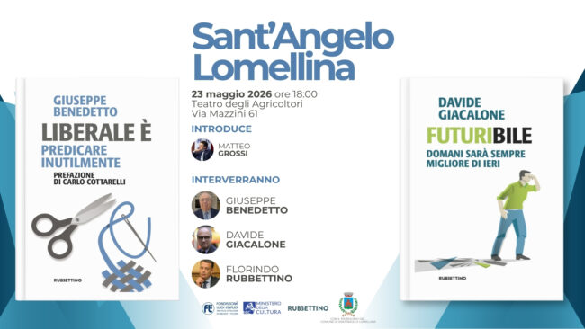 Presentazione del libro “Liberale è. Predicare inutilmente” del Presidente Giuseppe Benedetto – Sant’Angelo Lomellina, 23 maggio 2026