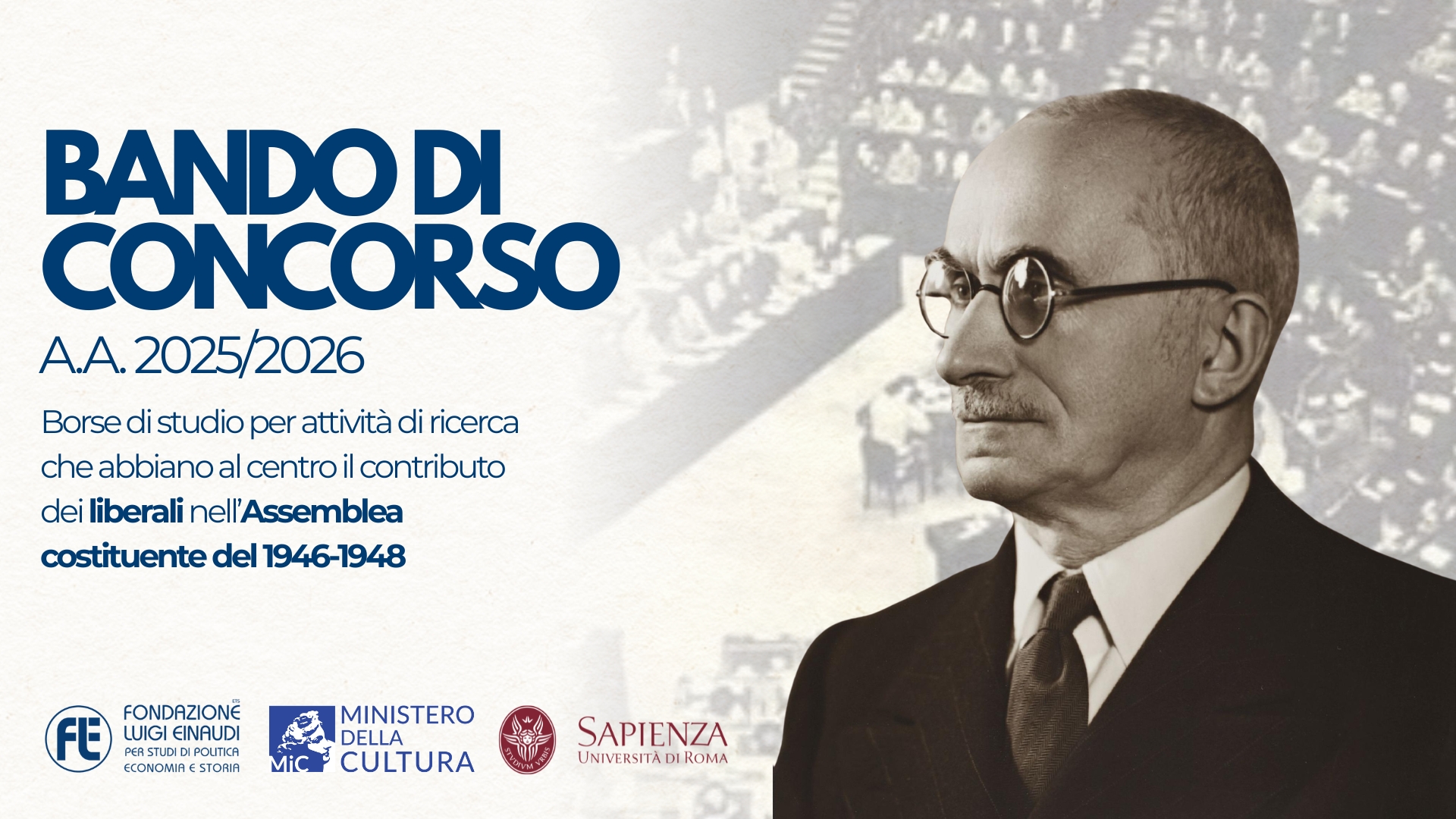 Borse di studio per attività di ricerca che abbiano al centro il contributo dei liberali nell’Assemblea costituente del 1946-1948