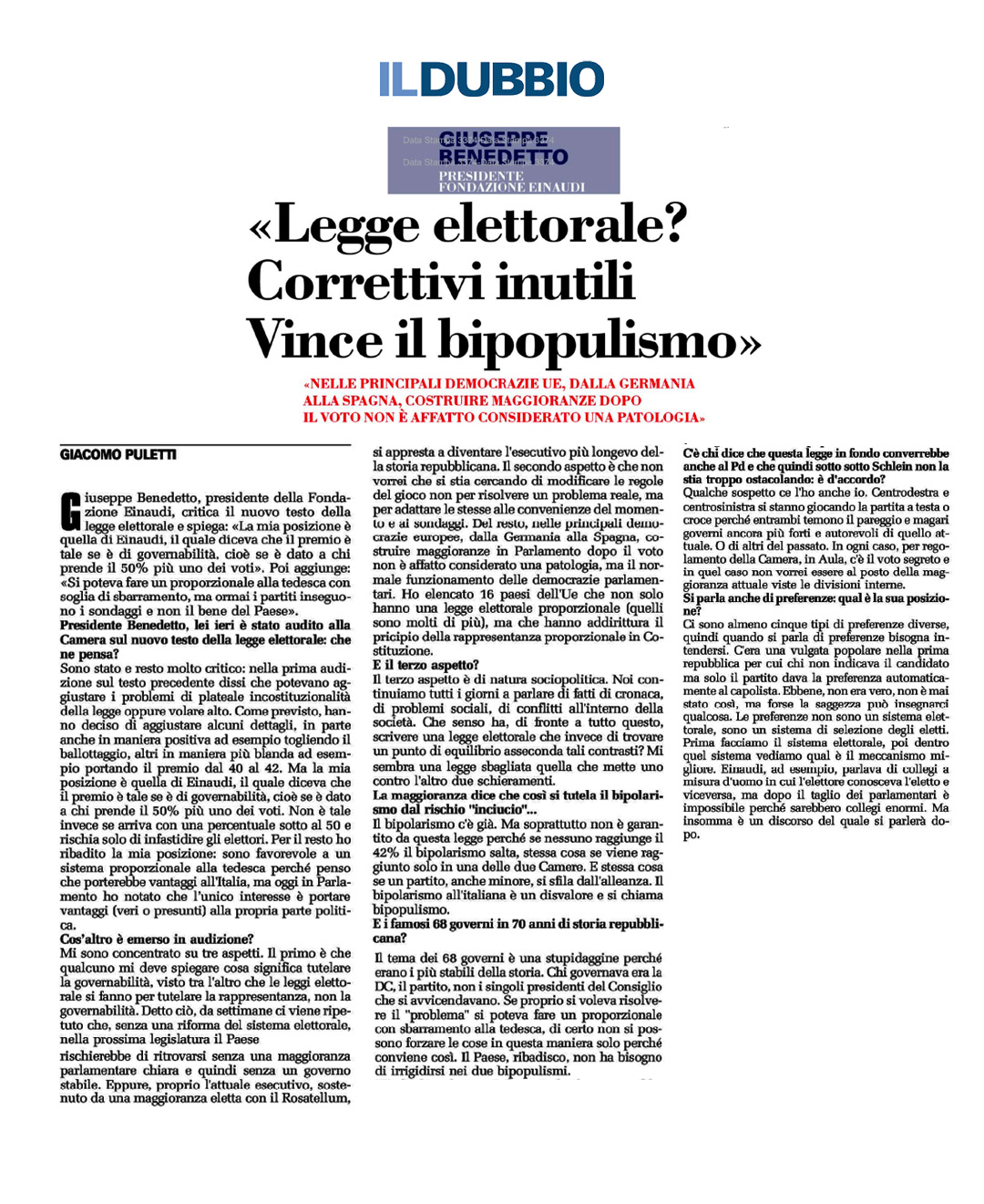 Legge elettorale? Correttivi inutili Vince il bipopulismo