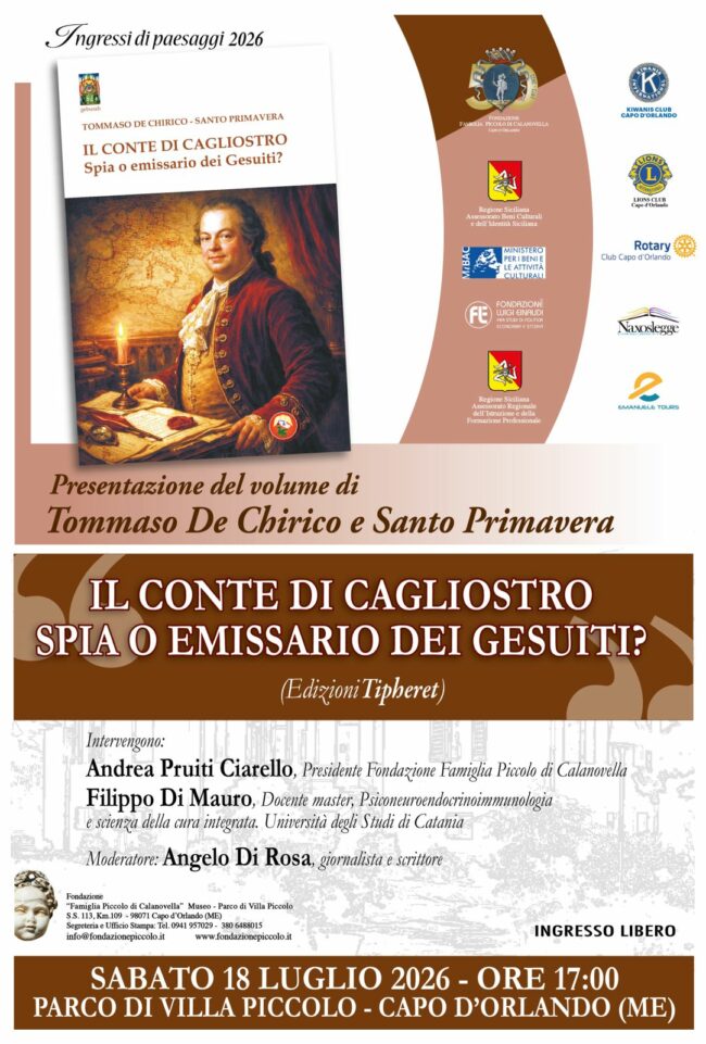 Presentazione del volume di Tommaso De Chirico e Santo Primavera: Il Conte di Cagliostro spia o emissario dei gesuiti?