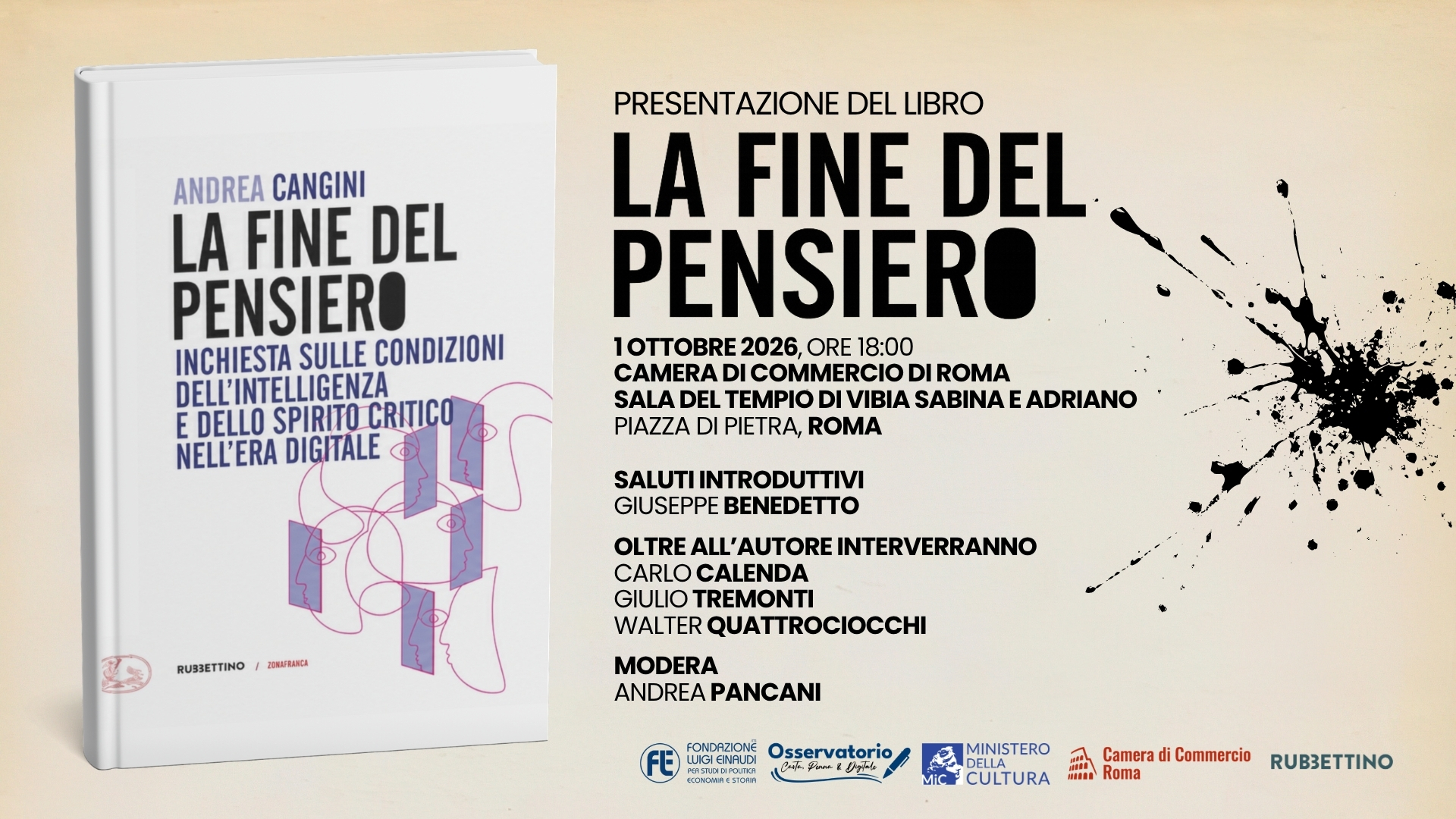 Presentazione del libro “La fine del pensiero” di Andrea Cangini Presentazione del libro “La fine del pensiero” di Andrea Cangini