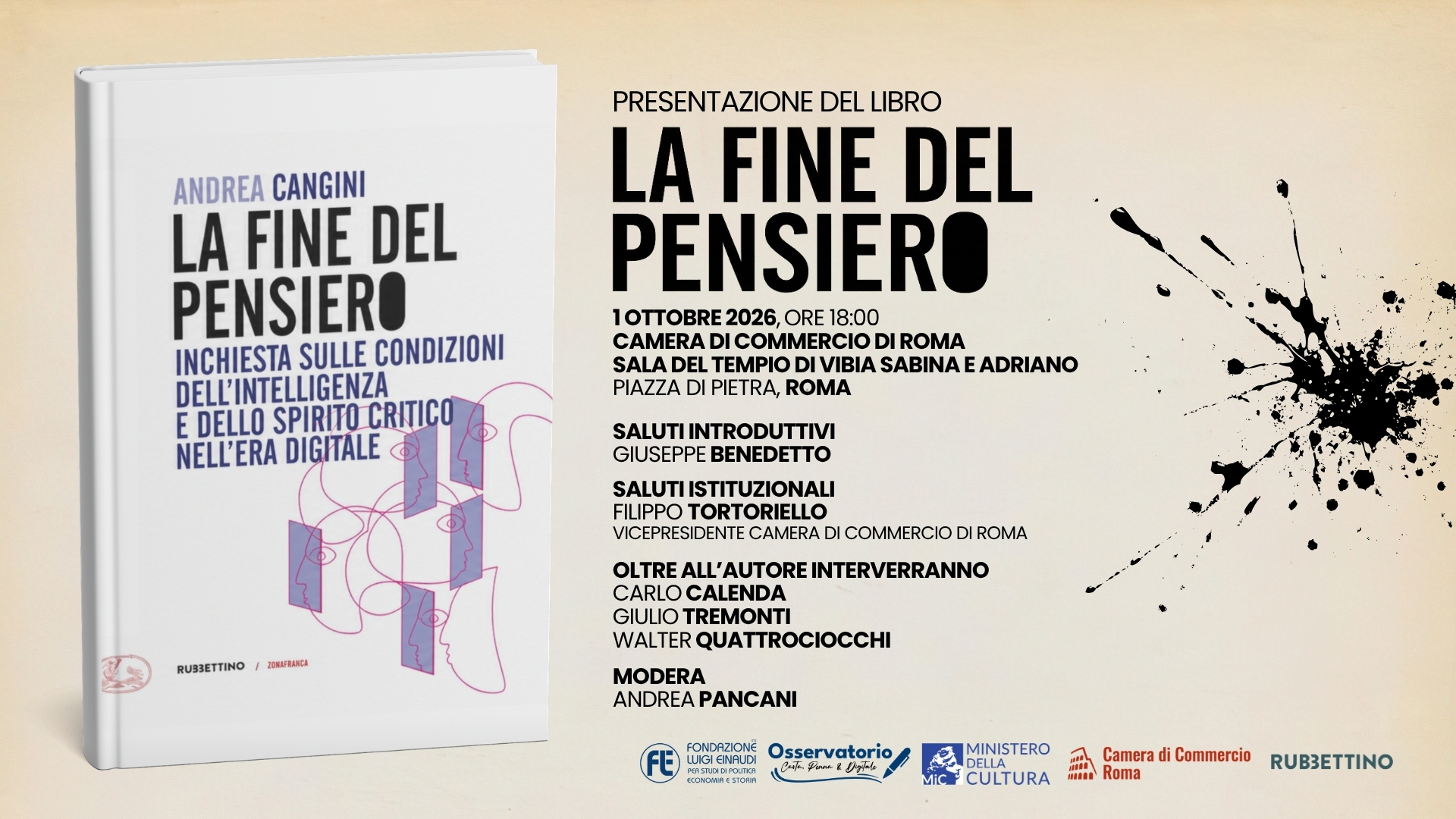 Presentazione del libro “La fine del pensiero” di Andrea Cangini Presentazione del libro “La fine del pensiero” di Andrea Cangini