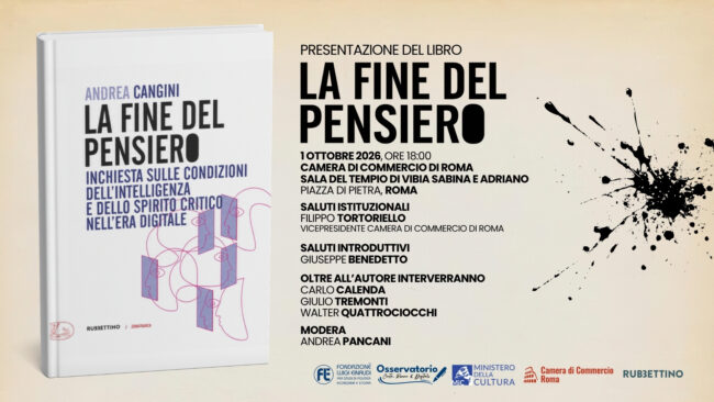 Presentazione del libro “La fine del pensiero” di Andrea Cangini