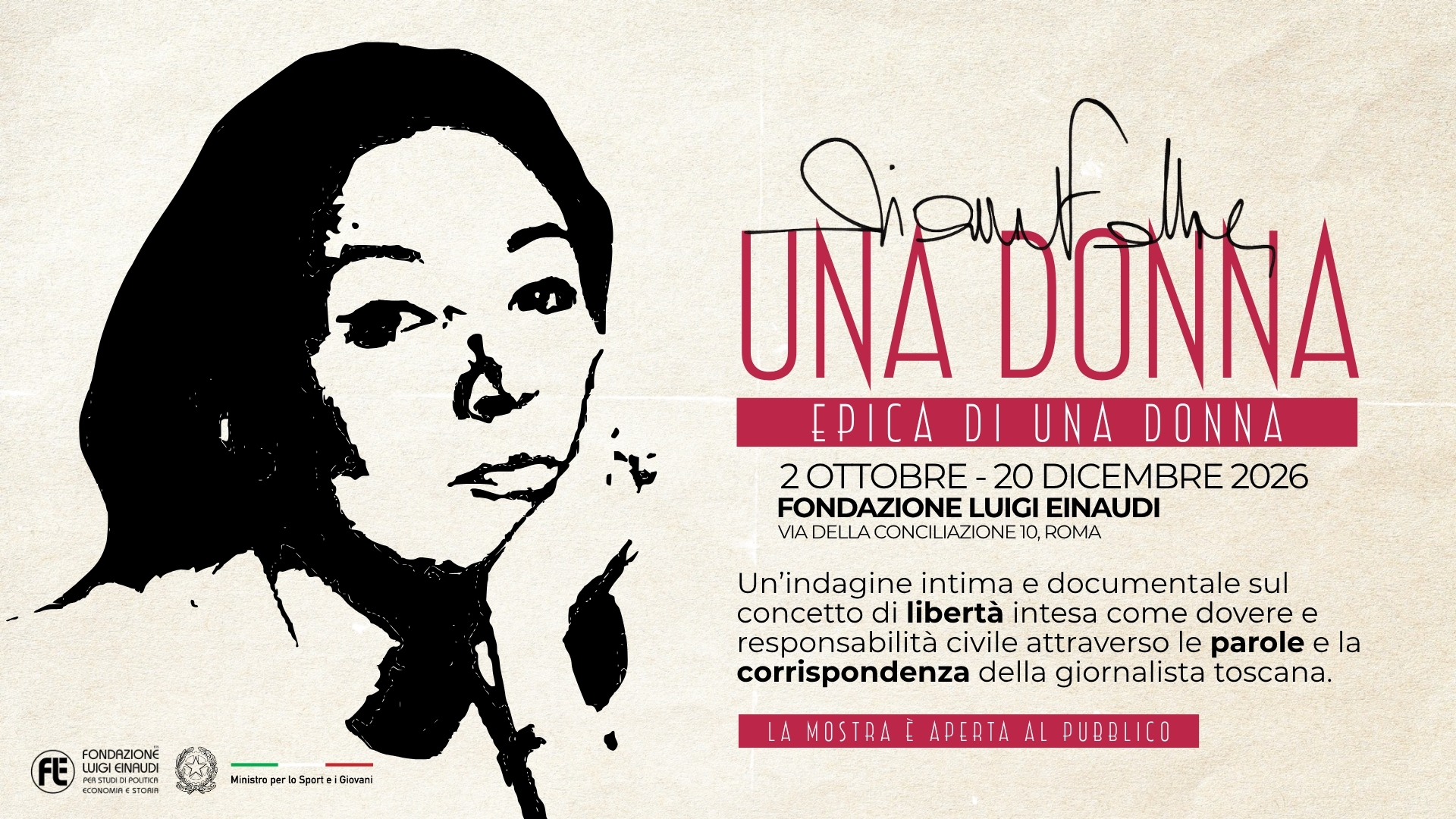 Mostra Oriana Fallaci: “Una donna. Epica di una donna” Mostra Oriana Fallaci: “Una donna. Epica di una donna”