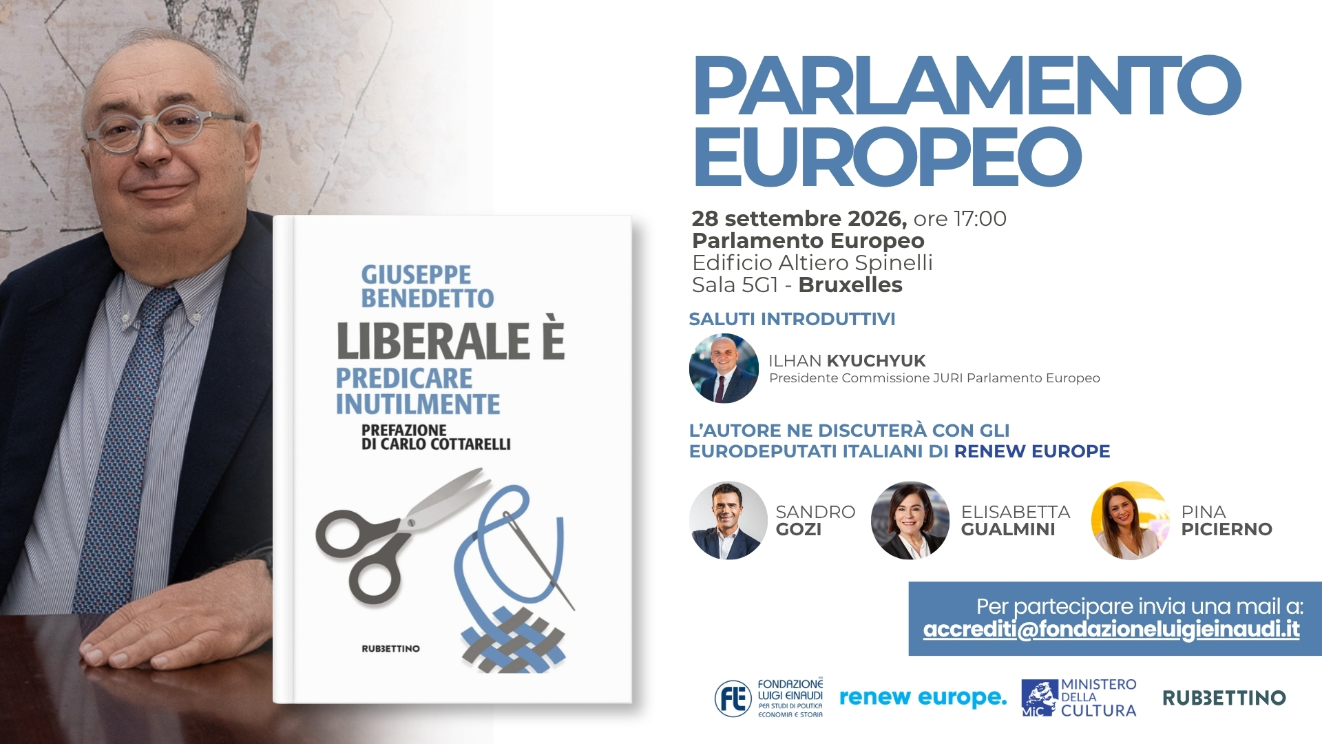 Presentazione del libro “Liberale è. Predicare inutilmente” del Presidente Giuseppe Benedetto – Bruxelles, 28 settembre 2026 Presentazione del libro “Liberale è. Predicare inutilmente” del Presidente Giuseppe Benedetto – Bruxelles, 28 settembre 2026