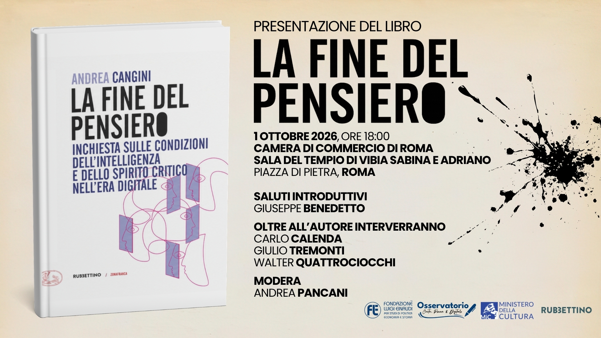 Presentazione del libro “La fine del pensiero” di Andrea Cangini Presentazione del libro “La fine del pensiero” di Andrea Cangini